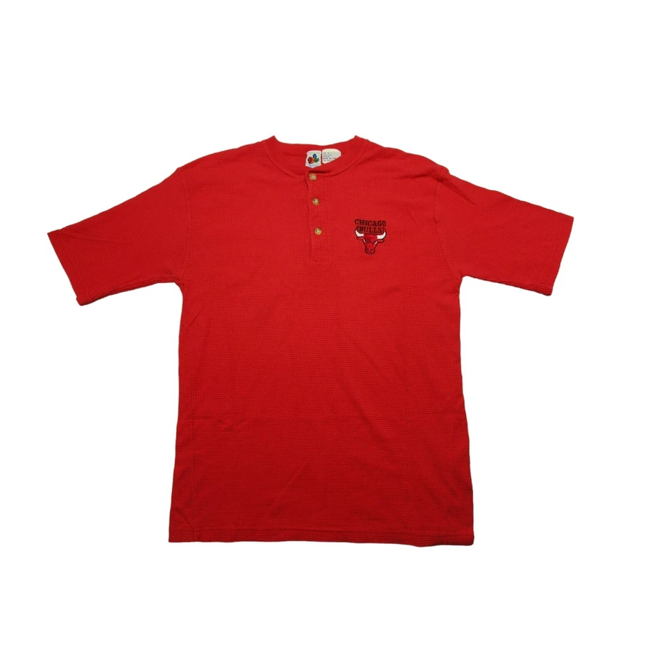 Vintage 1990s Chicago Bulls Men's Size - XL  Button Short Sleeve Waffle T-Shirt - Image 2 of 4