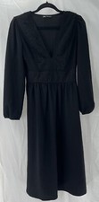 Zara Dress Women’s Sz M Black Embroidered Peasant Boho Feminine Girlcore Stylish