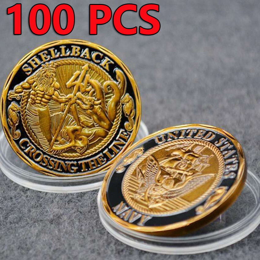 100PCS US Sailor Shellback Crossing the Line Navy Commemorative Challenge Coin
