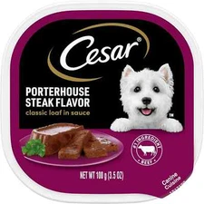 12 CESAR Wet Dog Food Classic Loaf in Sauce Porterhouse Steak Flavor, 3.5 New