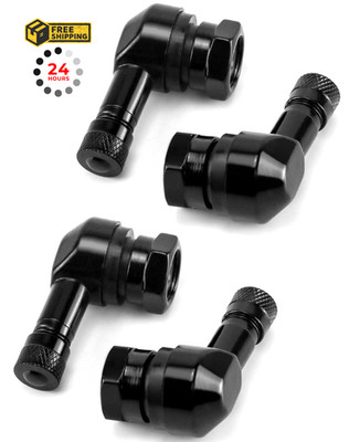 QWORK CNC Motorcycle Tire Valve Stems, 4 Pack 90 Degrees and 4 pcs, Black 