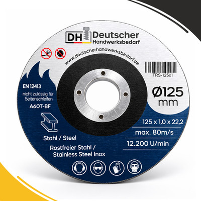 Trennscheibe 125mm für Inox Edelstahl/Blech/Metall - 1mm Flexscheibe / 22,2mm