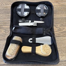 VTG 8 Piece Shoe Shine Grooming Kit Black Case