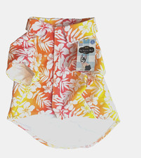 NWT Dog Shirt Hawaiian Print - Yellow Orange Palm Trees Size Large 19"-22"
