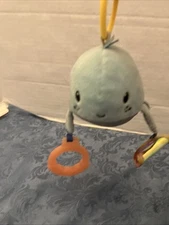 Infantino Whale Plush Chime Rattle Teether Clip On Plush Crinkle Baby Toy 201053