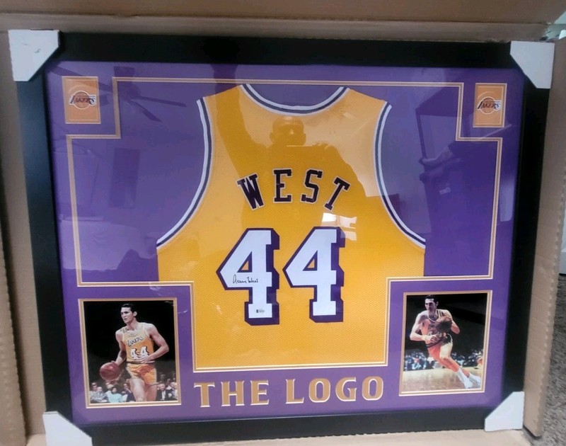 Jerry West autographed signed framed jersey Los Angeles Lakers Beckett THE LOGO