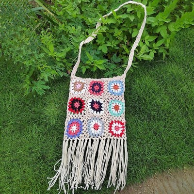 Gehäkelte Umhängetasche ausgehöhlt Stricktasche für Shopping Reise Strand