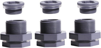 1 Inch PVC Bulkhead Water Tank Connector Adapter Fitting with Plugs Thru-Bulk Pi