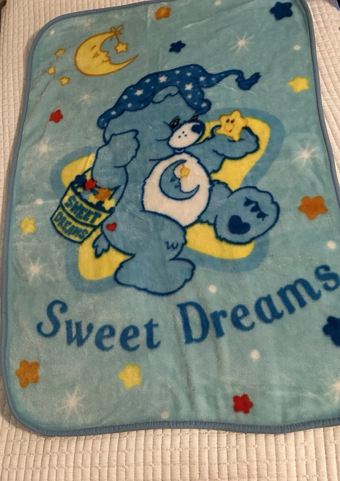 Manta bebé vintage Care Bears Y2K Sweet Dreams 40 x 28 estrellas azules luna Foto 2 de 4