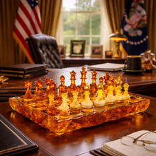 Made in USA Baltic Amber Chess Set – KÖNIGSBERG IMPERIAL Compact Edition Luxury