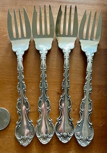 Set of 4 GORHAM STRASBOURG Sterling Silver 6.5" Salad Forks