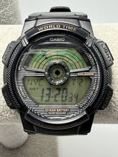 Casio World Time AE-1100W New Battery Mens Watch 43MM 8.5"