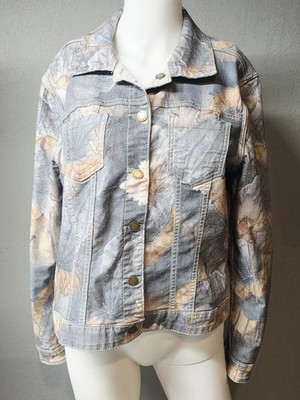 Charlie B Reversible Denim Jacket   Floral / Light Gray Side Lightweight Spring
