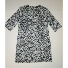 Banana Republic Mod Dress Black White Cheetah 3/4 Sleeve Silky Women's Size 4