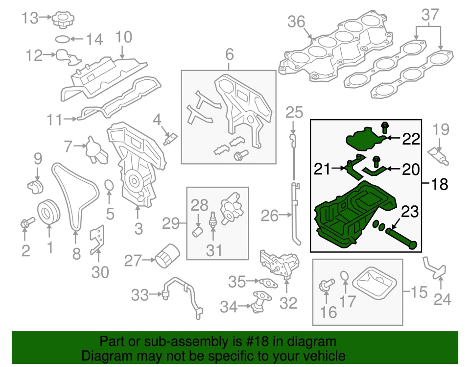 Genuine Nissan GT-R Upper Engine Oil Pan 11110-38B0A NEW OEM - Image 3 of 3