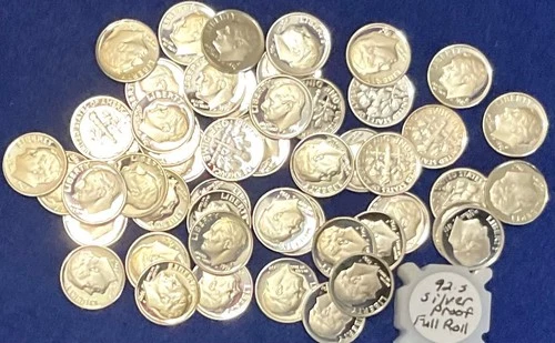 1992-S Roosevelt DCAM Proof Silver Dimes Full Roll (50 Pieces)