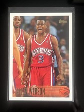 1996 TOPPS #171 ALLEN IVERSON ROOKIE CARD PHILADELPHIA SIXERS. rookie card picture