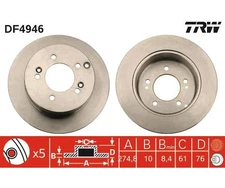 2 pieces brake disc TRW DF4946 for Kia