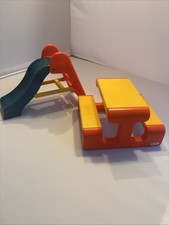 Little Tikes Mini Toy Playground Slide & Picnic Table Doll House Size 