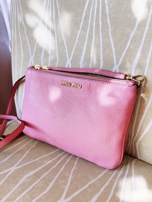 miu miu ショッピングバッグ Excellent Miu Miu Double Zip Leather Crossbody Bag Pink | eBay