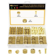 Brass Compression Fittings Kit 180 PCS 1/4 inch Sleeves Ferrules Inserts