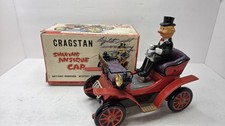 Vintage Cragstan Shaking Antique Car Tin Litho Toy Red - Battery - Japan
