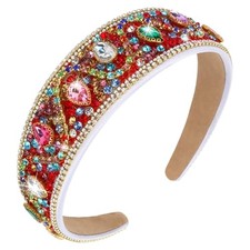 Rhinestone Headband Women Wide Colorful Fancy Sparkly Bling Multicolored