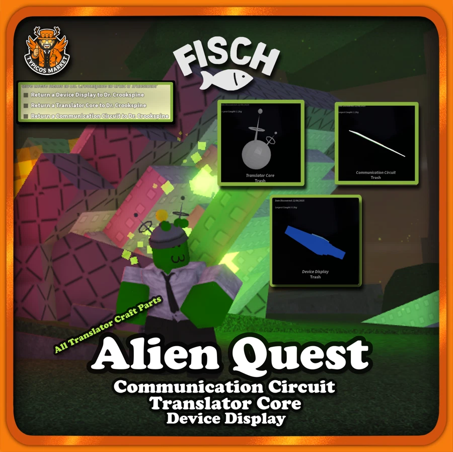 ROBLOX [FISCH] - All Translator Craft Parts - [New Alien Quest Blade of Glorp Rod]