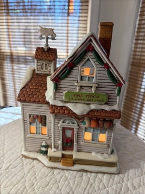 Lefton VTG  Colonial Village ~ 1993 J.S. White's Fine Meats Butcher Shop #01005