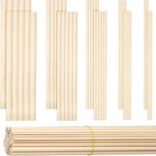 Patelai 100 Pcs Wood Dowels Assorted Sizes Dowel Rods for Crafting Wood Sticks 1