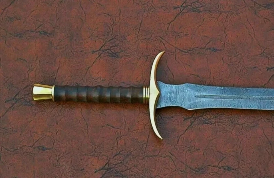 Custom Handmade Damascus Steel Viking SWORD With Rose Wood Handle - Bild 2 von 4