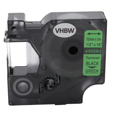 Schriftband Fluoresziert für Dymo LabelMaker 100 Plus Schwarz/Neon-Grün 12mm 3m