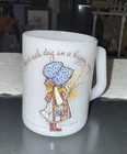 Holly Hobbie Federal Milk Glass Mug Cup American Greeting Corp 1972  Vintage