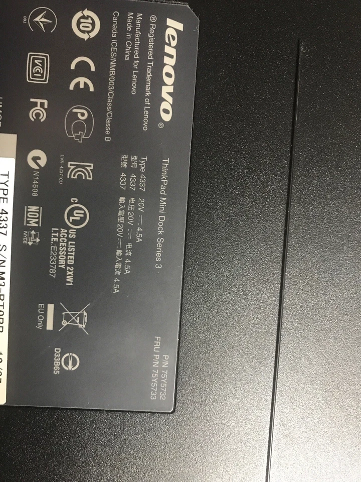 Lenovo ThinkPad Mini Series3 75Y5732 Docking Station USB 2.0 + 2 PSU No Keys - Image 2 of 4