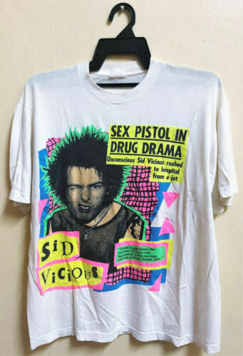 Disparidad bandera Pavimentación Camiseta de Colección Años 80 Sid Viciuos Sex Pistols Punk Rock Tour  Concierto Gráfico LNH1623 | eBay