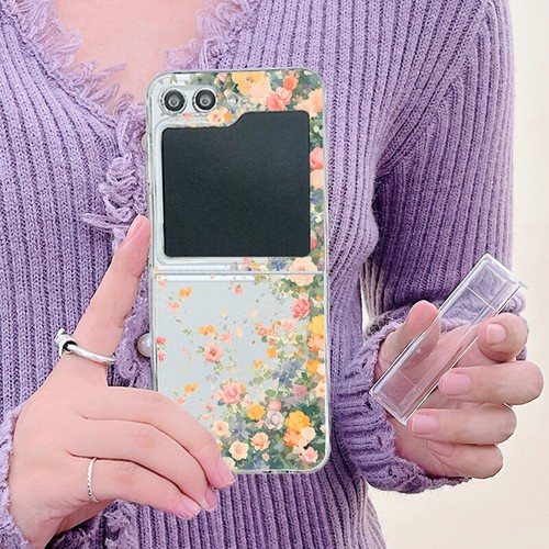For Samsung Z Flip6 Flip5 4 3 Colourful Flower Clear Case Shockproof Hinge Cover - Picture 4 of 18