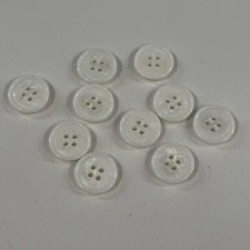 10 Buttons Pearlized White Plastic 4-Hole Sew Through Sewing 5/8”