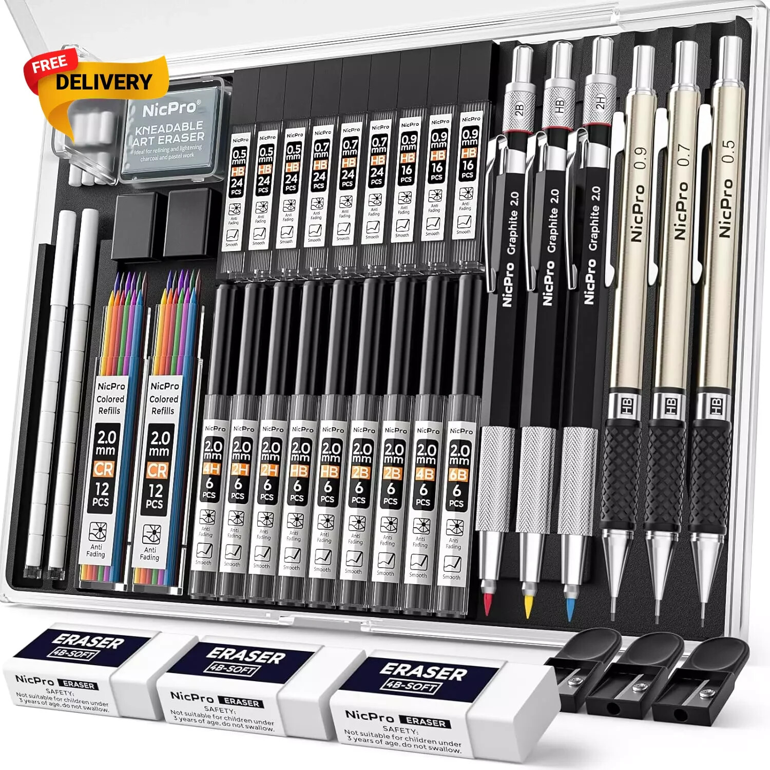 35PCS Art Mechanical Pencil Set, 3 PCS Metal Drafting Pencil 0.5 Mm & 0.7 Mm & 0