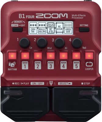 ZOOM Zoom Bass Multieffektprozessor B1 FOUR Rot