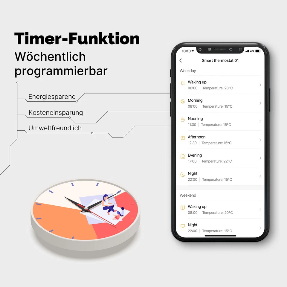 MOES Smart WLAN Touch Raumthermostat Fußbodenheizung Wasser Boiler Alexa Google - Bild 3 von 4