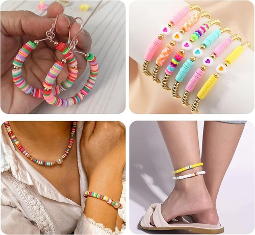 4800Pcs Clay Beads for Jewelry Making Bracelet Kit Flat round Polymer Best New - Picture 7 of 7
