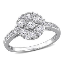 Amour Sterling Silver Created White Sapphire Flower Cluster Ring