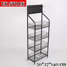 Shop Retail Shelf Wire Mesh Display Rack 4-Layer Large Capacity market Movable 
