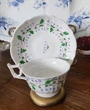 Antique Sprig Soft Paste Tea Cup And Saucer