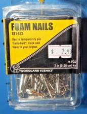 Woodland Scenics HO #ST1432 Foam Nails 75 pcs NEW
