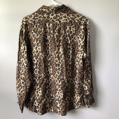 Jane Yeahna camicia seta donna media leopardata bottoni davanti carriera ufficio classica - Foto 6 di 10