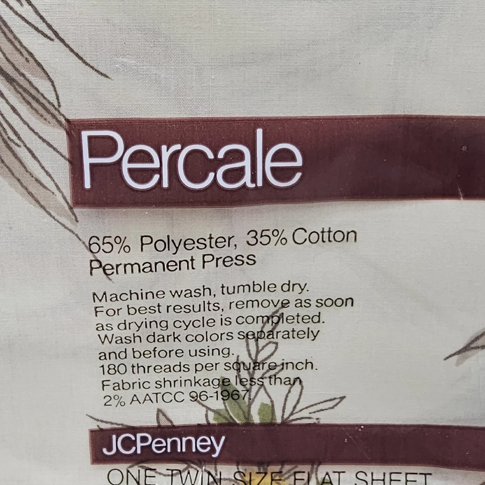 Vintage JCPenny Percale Permanent Press Twin Flat Fitted Sheet Set Mystic Harbor - Image 3 of 4