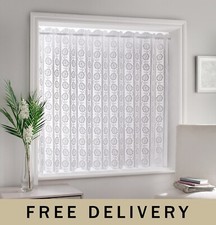 White Blind Lace Net Floral Panel Louvre Vertical Pleated Window - 72" x 72"