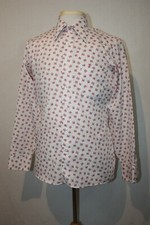 VTG 70s Unbranded Big Collar Long Sleeve White Butterflies Disco Shirt SZ M