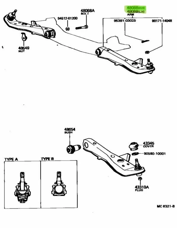 丰田前 RH&LH SET 下控制臂 1983-1985 卡罗拉 Sprinter Trueno AE86 — 第 2/4 张图片